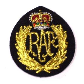 RAF Cloth Cap Badge Modern Queens Crown RAF Embroidered Cap badge