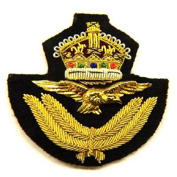 RAF Badge WWII Style Gold Wire Royal Air Force RAF Cap Badge
