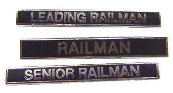 Black enamel Railman Train badges