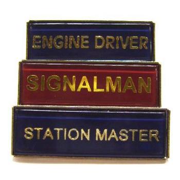 Train Badges Rectangle shaped Broach Type train job badges plastic coated