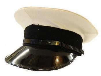 WWII Style Royal Navy Naval Service cap white top black peak