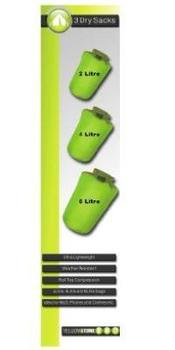 Dry Sacks Set Of 3 Ultra Light Weight Weather Resistant Green Roll Top Bags