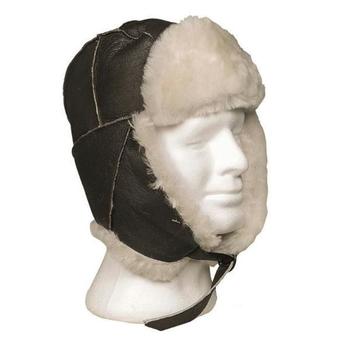 US AF Brown Leather Sheepskin B3 Fur Hat, Soft & Very Warm - main image