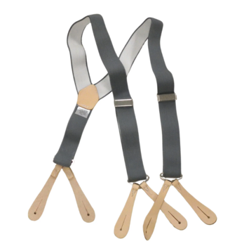 RAF Braces Strong Army Issue Grey Braces With Leather Ends, Used - main image