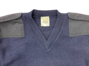 Navy Wool V-Neck Pullover - main image