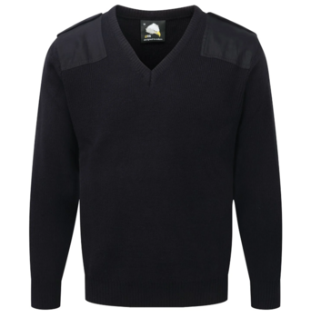 Black Jumper V Neck Acrylic Military Style Combat Security Pullover, New - main image