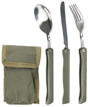 Fold Out KFS Set Knife Fork and Spoon Cutlery Set With Pouch (Mil-Tec) - main image