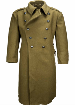 Vintage Military Issue Romanian Great Coat Khaki Green Wool Mix Long Great Coat - main image