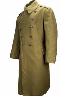 Vintage Military Issue Romanian Great Coat Khaki Green Wool Mix Long Great Coat - main image