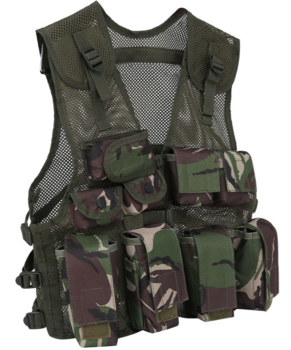 Children's Kids Woodland DPM Camo Multi Pocket Assault Vest - main image