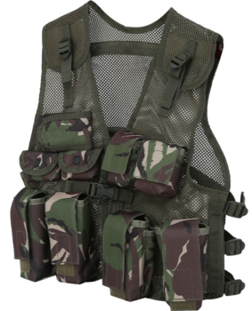 Children's Kids Woodland DPM Camo Multi Pocket Assault Vest - main image
