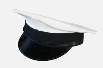 Royal Navy Class 1 Naval Officer Service Cap White Top Black Peak WWII Style - main image
