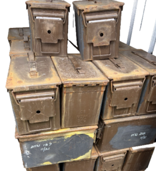 Brown H83 50 Cal / 37mm M2A1 British Army Issue Steel Ammo Box Brown - main image