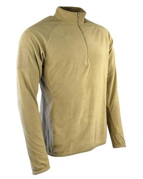 Fleece PCS Military Style Tan Or Light Olive Coyote Mid Layer Under Fleece With Zip Top Neck, New - main image