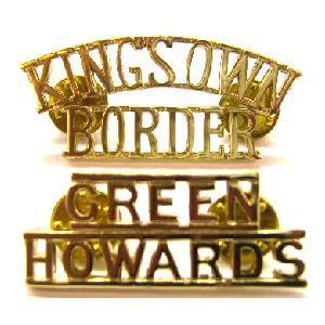 Genuine British Army staybright shoulder Titles - Green howards & Kings own border