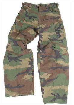 Woodland Camo Heavyweight M65 Style Pre Washed Combat Trousers