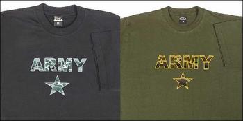Cotton ARMY Tshirt In Black Or Olive