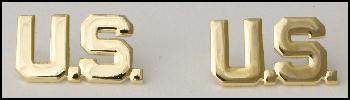 US Officers WWII Style Pair Of U.S. Insignia Metal Collar Badges - main image