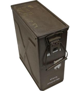 Deep 50 Cal Box Vintage Brown Steel 50cal X Box ammo box Lift off lid - main image