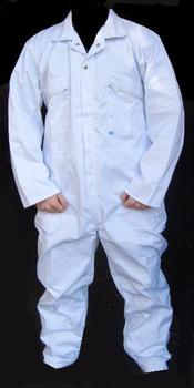 White Boilersuit / Coverall Zipped Front PolyCotton Boilersuit