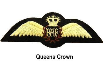 RAF Pilots Wings WWII Wartime Style RAF Pilot Wings / Brevet Kings Crown Queens Crown - main image