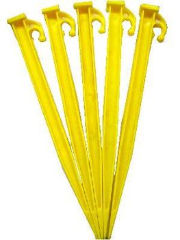 Plastic Tent Pegs Pack of 5 Yellow 12 Inch Plastic Power Pegs