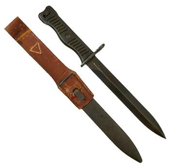 Original Yugoslavian M56 SMG Bayonet with Scabbard and Leather Frog - main image