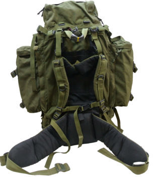 Olive Green Lowe Alpine Saracen 90 Plus 20 Litre Used Bergan With Side Pockets - main image