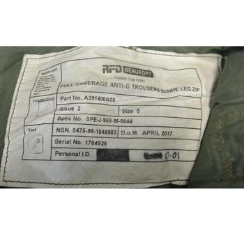 Cotton Beaufort RAF Issue Full Coverage Euro Fighter Cotton Anti G Inside Zipped Trousers New / Used - main image