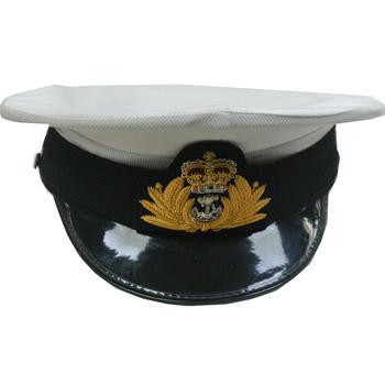 British Naval Officers Uniform Cap White Top Hat With Badge - main image