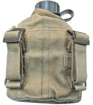 Vintage Water Bottle Cup And Cover Set Military Issue Khaki Cover Bottle And Alloy Cup - main image
