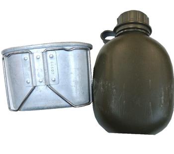 Vintage Water Bottle Cup And Cover Set Military Issue Khaki Cover Bottle And Alloy Cup - main image