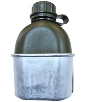Vintage Water Bottle Cup And Cover Set Military Issue Khaki Cover Bottle And Alloy Cup - main image