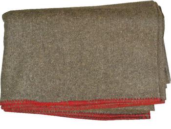 Brand New Wool Mix Brown Army Blanket with red stitched edge - main image