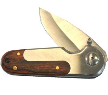 Small Wooden look locking blade pocket knife - main image