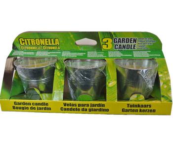 Citronella Candles Garden Candle In A Small Metal Bucket - Pack Of 3 - main image