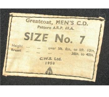 Military issue Civil defence Great coat 1950s dated - main image