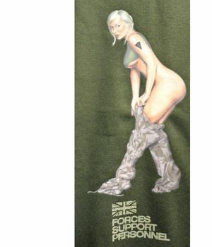 Cotton T Shirt Olive Green Para And Commando Pin Up Girl T Shirts, New - main image