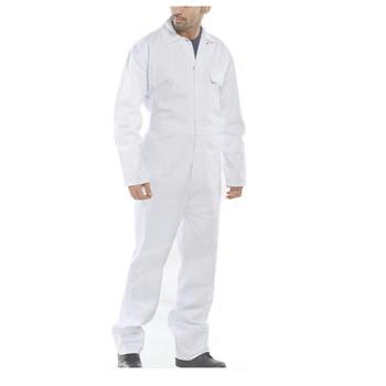 White Cotton Drill Boilersuit Coverall With Presstud Front Closure 100% Cotton Overall - main image