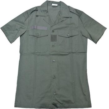 Olive Green French Military Issue Short Sleeved Herringbone Shirt, New - main image