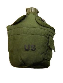 Plastic Military Flask with US military cover olive water bottle and cover - main image