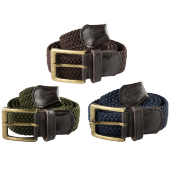 Elasticated Belt Military Style Countryman Woven Belt With Leather Trim, New - main image