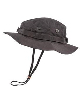 Black Boonie Hat Jungle Style Bush Hats 100% Cotton With Chin Strap - main image