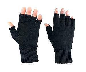 Fingerless Gloves Unlined Acrylic Mittens In Black Or Olive - main image