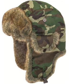 Warm Trapper Hat Woodland Bark Camo Faux Fur Flyers Pilot Hat Lined