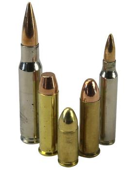 Collectors Bullet Pack Selection Of 5 Different Pistol And Rifle Ammunition For Display - main image