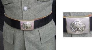Genuine East German (DDR) Black Leather Belt With Buckle - main image