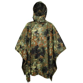 New Flecktarn Poncho Ripstop Wet Weather German Military Style Camo Poncho - main image