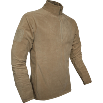 Fleece PCS Military Style Tan Or Light Olive Coyote Mid Layer Under Fleece With Zip Top Neck, New - main image