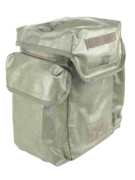 Respirator Case Strong French Military Olive green Vinyl gas mask bag, Excellent - main image